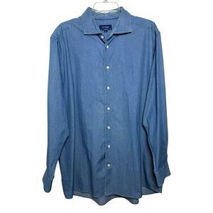 Eton Contemporary Fit Denim Button Dress Shirt Size 46 Neck 18 XXL Blue